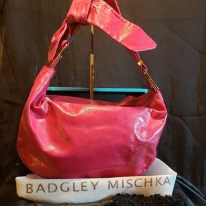 Hot Pink Bow hobo with gold hardware nwot